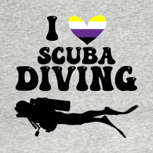 I Heart Scuba Diving (Nonbinary Flag) T-Shirt